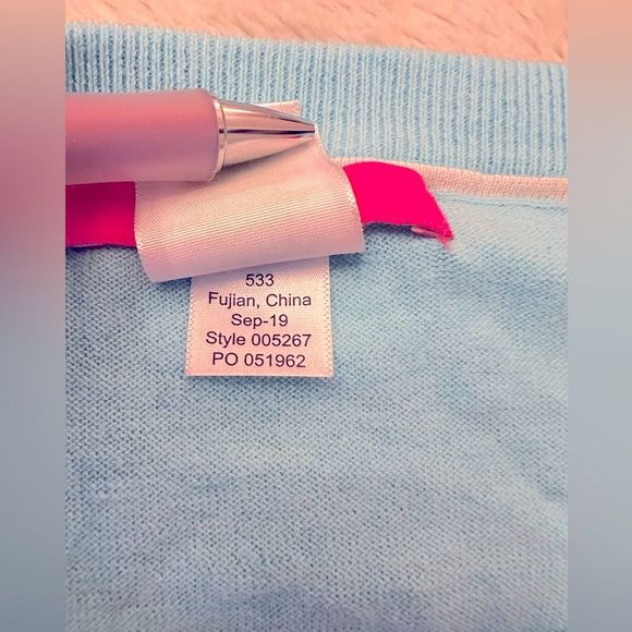 NWOT Lilly Pulitzer Damara Coolmax Crochet/Tassel Details Sweater Turquoise Sz M - Picture 8 of 16